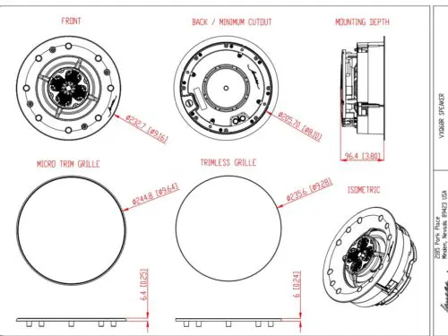 Sonance Visual Experience VXQ68R 6" Round Speaker With QuadraTech Tweeter With Open Back: EACH