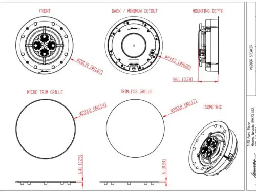 Sonance Visual Experience VXQ88R Round Speaker With QuadraTech Tweeter With Open Back: EACH