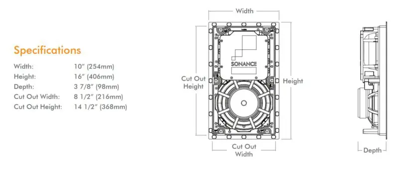 Sonance Visual Performance VP88 8" Three Way Rectangular Speaker: PAIR - Image 2