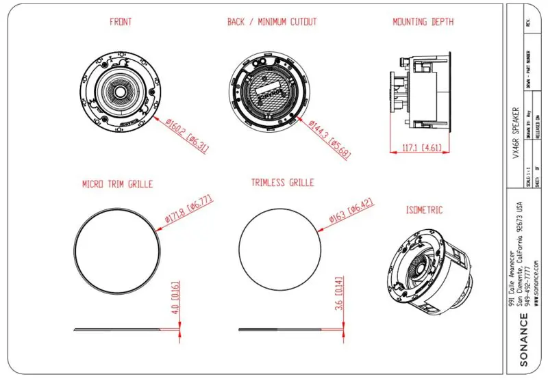 Sonance Visual Experience VX46R 4.5" Pivoting Two-Way Round Speaker (Pair) - Image 2