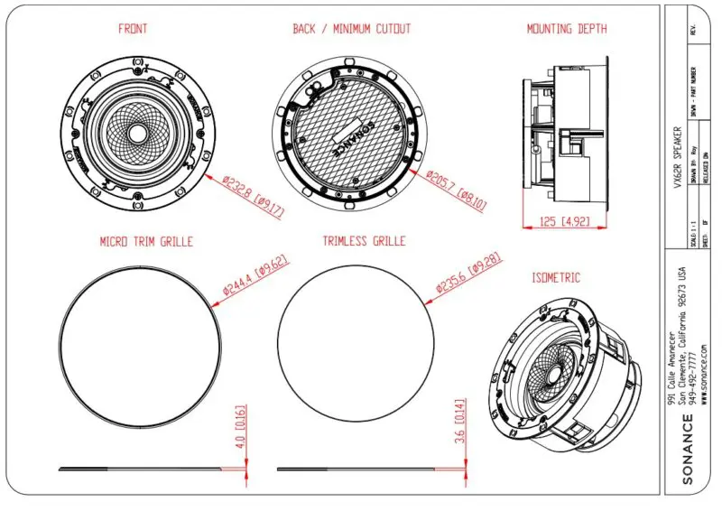 Sonance Visual Experience VX62R 6.5" Pivoting Two Way Round Speaker: PAIR - Image 2