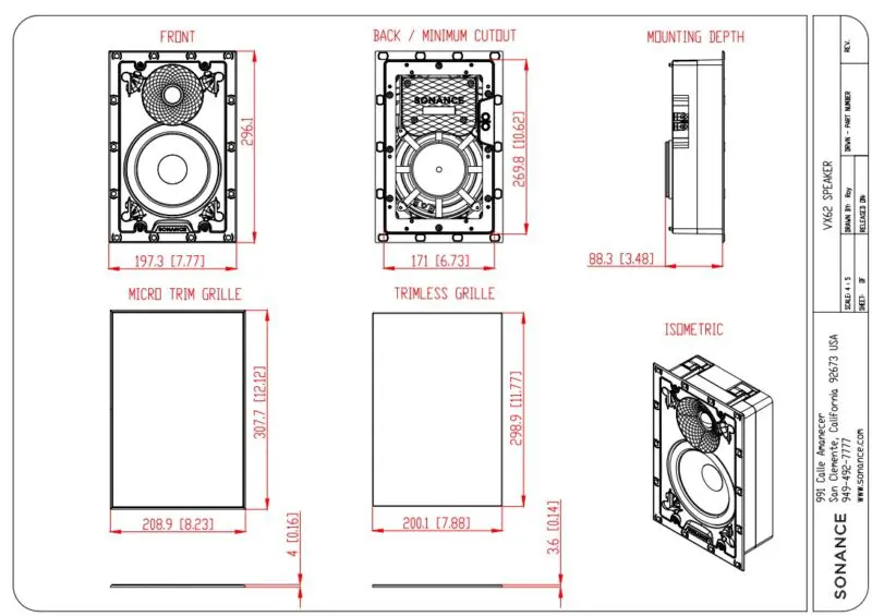Sonance Visual Experience VX62 6.5" Two Way Rectangular Speaker: PAIR - Image 2