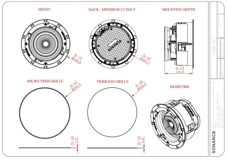 Sonance VX62R SST 6" Round Single Stereo Speaker With White Micro Trim Grille: EACH - Image 2