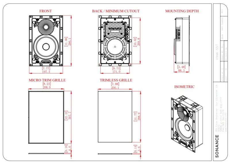 Sonance VX66 SST 6" Rectangle Single Stereo Speaker With White Micro Trim Grille: EACH - Image 2