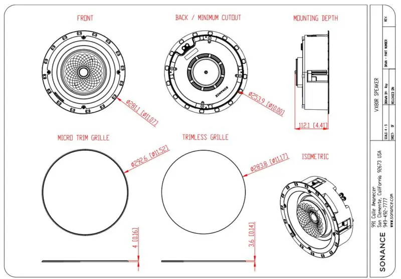 Sonance Visual Experience VX80R 8" Two Way Round Speaker: PAIR - Image 2