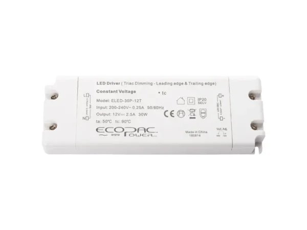 Ecopac ELED-30P-T 30W TRIAC-Dimmable Constant Voltage LED Drivers