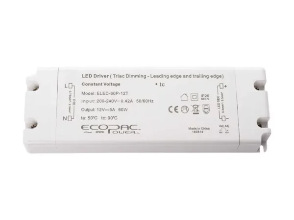 Ecopac ELED-60P-T 60W Mains Trailing Edge Triac-Dimmable CV LED Drivers